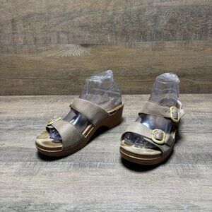 Dansko Sophie Beige Leather Adjustable Strap Sandals Women's Size EU 39